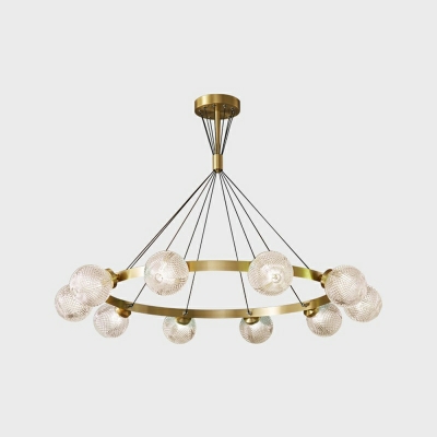 LED Contemporary Pendant Light Glass Wrought Iron Chandelier