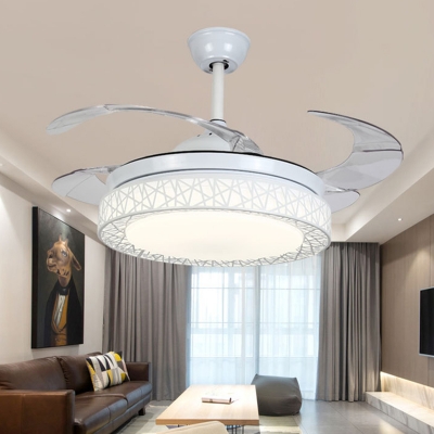 LED Minimalist Ceiling Mounted Fan Light in White for Bedroom and Living Room