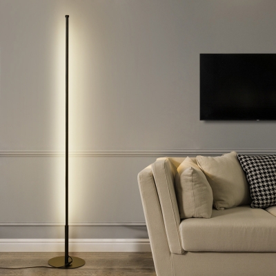 LED Minimalist Strip Vertical Floor Lamp in Black for Bedroom and Study