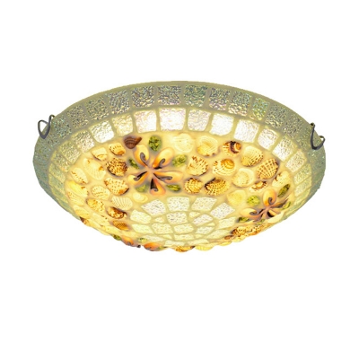 Mediterranean Stained Glass Shell Flushmount Ceiling Light for Bedroom and Dining Room