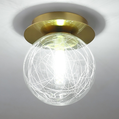 1 Light Modern Minimalist Ceiling Lamp with Clear Glass Shade for Balcony and Aisle