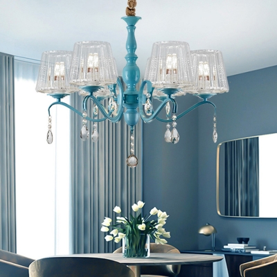 American Light Luxury Crystal Glass Chandelier for Bedroom and Living Room