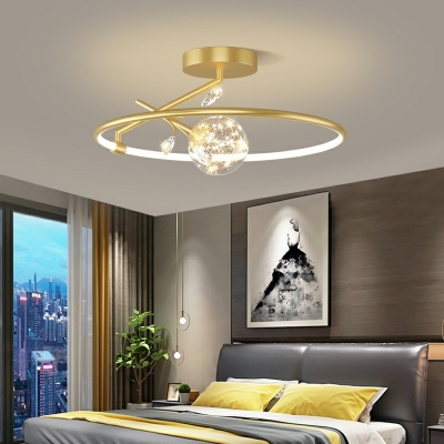 2 Lights Modern Style Metal LED Flush Mount Light Fixture for Living Room