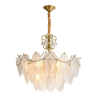 American Style Creative Glass Feather Chandiler Light for Living Room