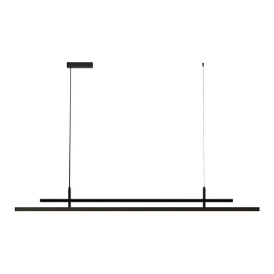 Contemporary Black Island Fixture Rectangle LED Light for Dining Room and Bar