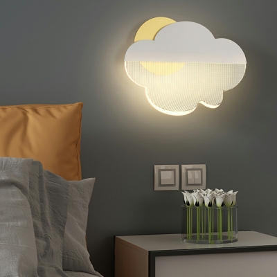 Fashionable White Kids Style Cartoon Clouds Pattern Warm Light Wall Sconce for Bedroom