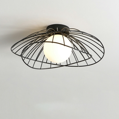 Industrial Style Glass Shade Flushmount Ceiling Light 1 Light for Hallway and Bedroom