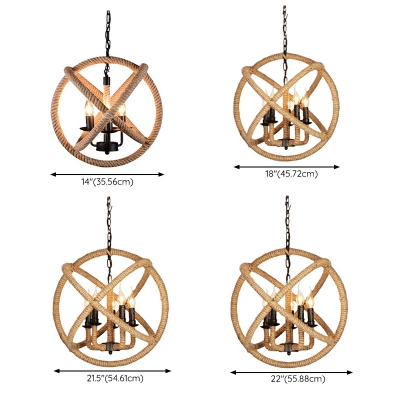 Industrial Style Retro Ball Hemp Rope Chandelier for Restaurant and Bar