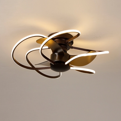 Modern Creative Aluminum LED Ceiling Fan Light for Bedroom and Living Room