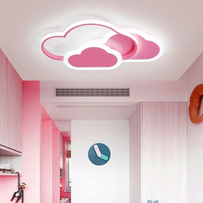 Modern Style Cloud Shape Metal LED Flush Mount Light Fixture for Living Room
