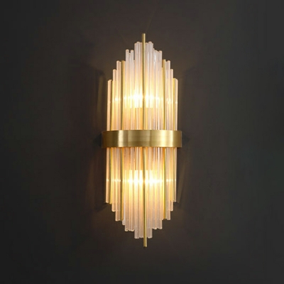 American Vintage Glass Wall Mount Fixture with Gold Finish for Bedroom and Hallway