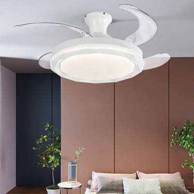 Contemporary Style Simple LED Ceiling Fans Lighting with Shade for Living Room