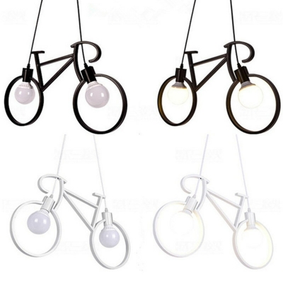 Industrial Style Bicycle Pendant Light with Shade for Living Room