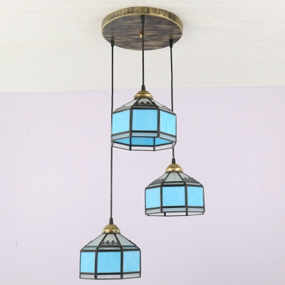 LED Nordic 3 Lights Pendant Light Tiffany Lights Art Glass Indoor for Living Room
