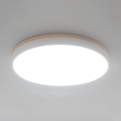 LED Nordic Minimalist Wooden Flushmount Ceiling Light in White for Bedroom and Dining Room