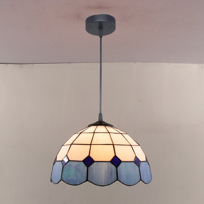 1 Light Tiffany Stained Glass Pendant Light for Bedroom and Dining Room