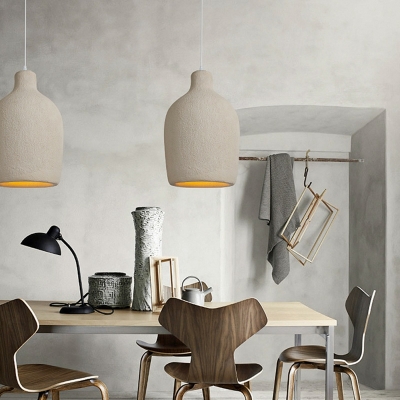 Creative Cement Sculpture Single Pendant in Gray for Bedroom and Dining Room