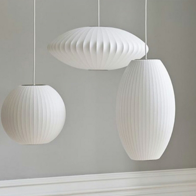 Medieval Style Spiral Pattern White Imitation Silk Pendant Light for Living Room