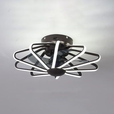 Nordic Creative Aluminum Line Ceiling Mounted Fan Light for Bedroom and Living Room