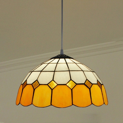 1 Light Tiffany Stained Glass Pendant Light for Bedroom and Dining Room