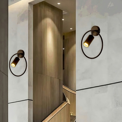 Cylinder Indoor Light Modern Living Room Minimalist Wall Sconce in Black
