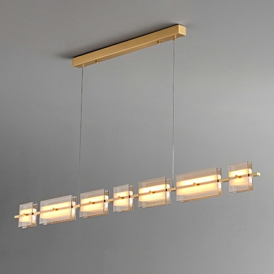 Italian Minimalist Creative Strip Glass Island Lamp LED for Dining Room