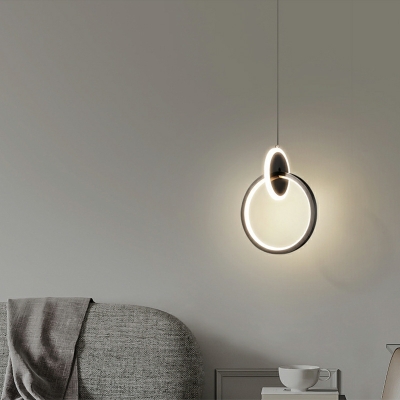 2 Lights Contemporary Style Geometric Shape Metal Pendant Ceiling Fixture Lamp