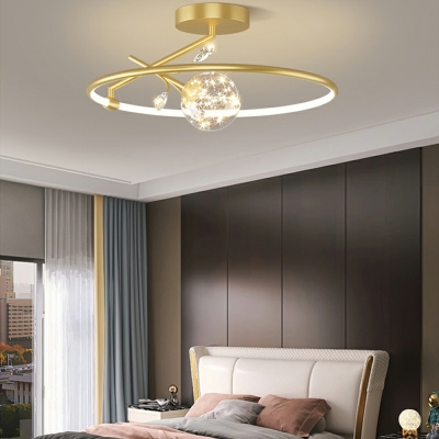 2 Lights Modern Style Metal LED Flush Mount Light Fixture for Living Room