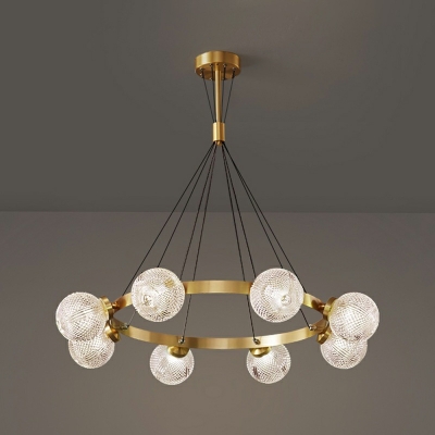 LED Contemporary Pendant Light Glass Wrought Iron Chandelier