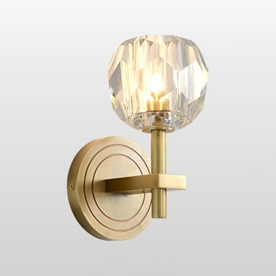Luxury Crystal Round Sconce Wall Light Nordic Yellow Indoor 2 Light for Living Room