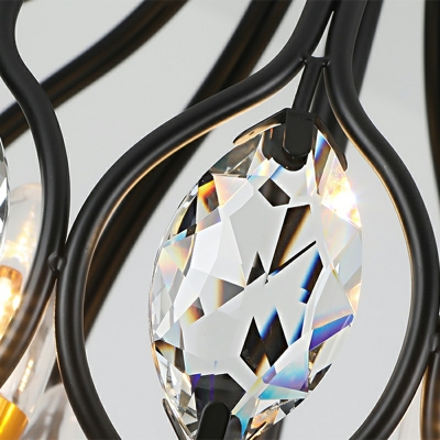 Minimalism Chandelier Lighting Fixtures Black Globe Crystal for Lving Room