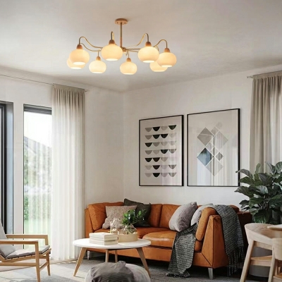 Modern Style Simple Wood Shade Chandelier Light for Living Room