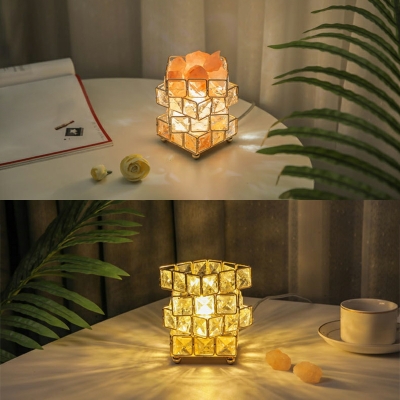 1 Light Contemporary Style Rectangle Shape Metal Night Table Lamp for Bedroom
