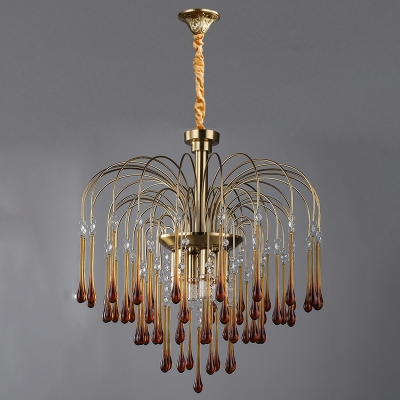 French Vintage Crystal Glass Chandelier in Golden Color for Living Room and Dining Room