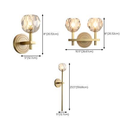 Luxury Crystal Round Sconce Wall Light Nordic Yellow Indoor 2 Light for Living Room