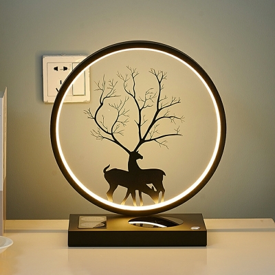 Modern Creative LED Warm Light Desk Lamp with Elk Decoration for Bedroom