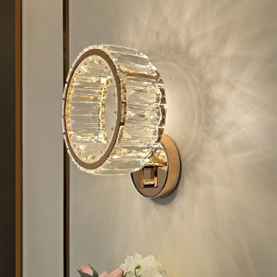 Contemporary Wall Mounted Light Fixture Round Crystal for Living Room