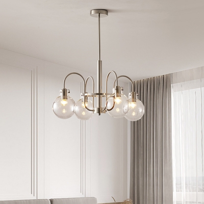 Medieval Style Simple Clear Glass Chandelier with Silver Finish for Bedroom and Living Room