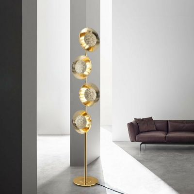 4 Lights Nordic Style Round Shape Metal Standing Floor Light for Living Room