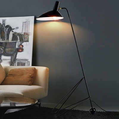 Contemporary Style Simple Floor Lamp with Black Shade for Living Room