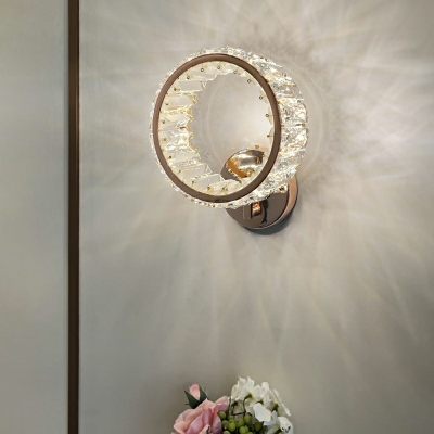 Contemporary Wall Mounted Light Fixture Round Crystal for Living Room