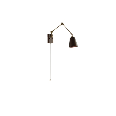 Japanese Wood Art Retractable Wall Light with Wood Finish for Dining Room and Bedroom