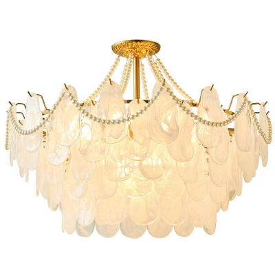 LED American Style Vintage Feather Glass Chandiler Light for Living Room