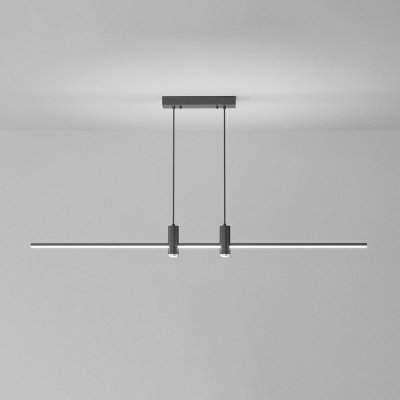 Minimalism Linear Island Lighting Fixtures Black LED for Living Room