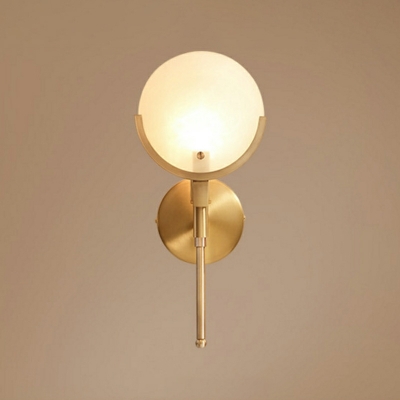 Nordic Minimalist Full Copper Sconce Wall Light Contemporary Glass Shade for Living Room