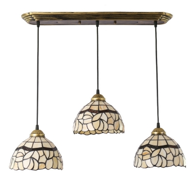 Traditional LED Three Light Tiffany Glass Multi Light Pendant for Living Room