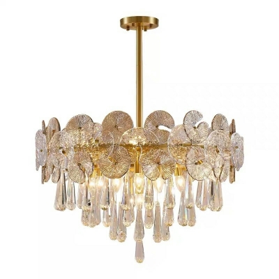 18 Light American Style Lotus Leaf Glass Chandelier Light for Living Room