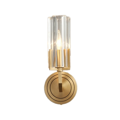 Post-modern Luxury Full Copper Indoor Crystal 2 Light Wall Lantern for Bedroom