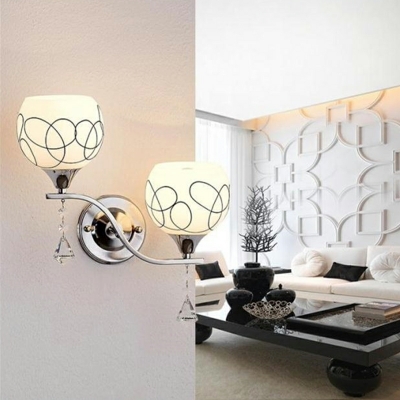Simple Shape Glass Wall Lighting Fixtures in White for Washroom