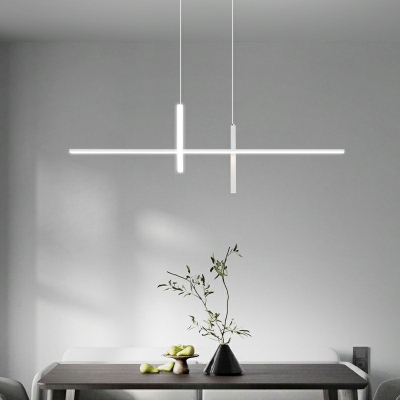 3 Lights Contemporary Style Linear Shape Metal Hanging Island Lights